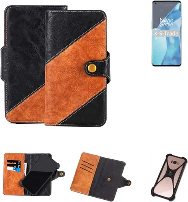 Produktbild von K-S-Trade Handyhülle Schutzhülle Bookstyle Case Wallet-Case kompatibel mit OnePlus 9 Pro Handy Cover Bumper Klapphülle schwarz hellbraun 1x