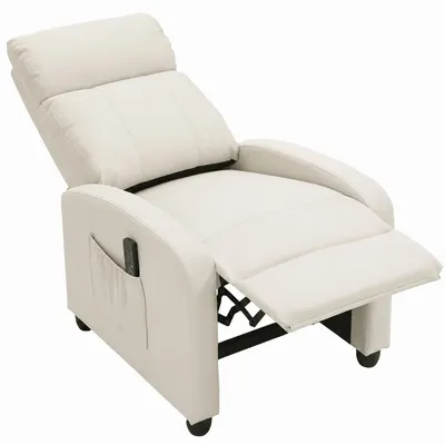Produktbild von HOMCOM Fernsehsessel mit Liegefunktion, Relaxsessel mit Massagefunktion Creme