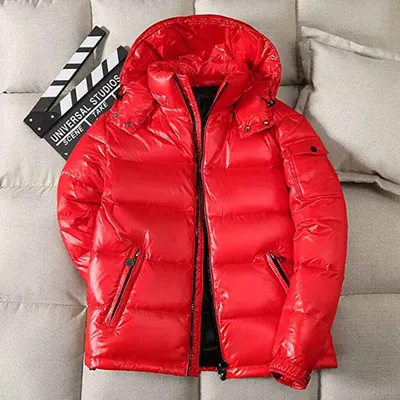 Produktbild von ASKSA Herren Gesteppte Padded Shiny Thick Jacken Mantel Männer ultraleichte Stehkragen Jacke, Rot, XL