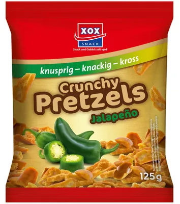 Obrázek produktu pro XOX Pretzels Jalapeno pikantní křupavé s mírnou pikantností 125g