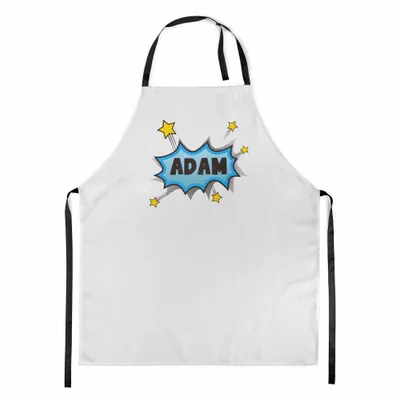 Produktbild von Personalisierter Kinderschürze Kind Malschürze Kunstkittel Kochschürze Apron Werkschürze mit einem motiv Weiß mit Namen Motiv Knall [074]