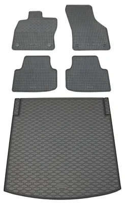 Rigum Gummi Fußmatten + Kofferraumwanne im Set für Seat Leon 4 ST, schwarz