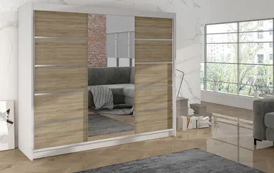 Obrázek produktu pro Šatní skříň DANIELLA 4 - šířka 200 cm, bílá / dub sonoma