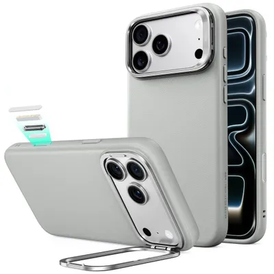 Obrázok produktu pre Puzdro na telefón iPhone 18 Pro Max / 17 Pro Max, značka ESR Atelier, s integrovaným stojanom a technológiou MagSafe, farba: sivá