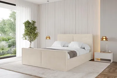 Produktbild von ALTDECOR Polsterbett mit Bettkasten - VANTO-Z 140x200 Beige- Bett mit Matratze H3/H4, Kopfteil und Fußteil, Boxbett, Doppelbett mit Stauraum
