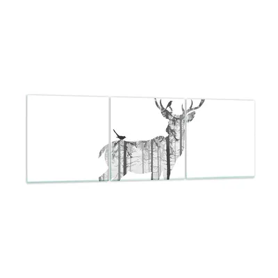 Produktbild von Bilder auf glas - Hirsch Herbst Wald Illustration - 120x40cm - Glasbilder - Wandbilder - Kunstdruck - zum Aufhängen bereit - Wanddekoration aus Glas - Glas Bilder - Wandbild auf Glas - GCA120x40-3159