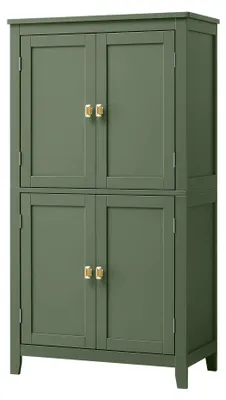 Produktbild von Bad- und Küchenschrank - Hochschrank - 4 Türen - Verstellbare Einlegeböden - Holz - Grün