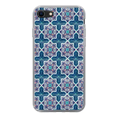 Produktbild von MuchoWow® Handyhülle Schutzhülle Hülle für iPhone 7 Ein marokkanisches Mosaikfliesenmuster, bei dem hauptsächlich die Farbe Blau verwendet wird Silikon Softcase Handy Hülle - Kartenhalter