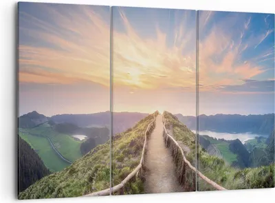 Produktbild von Bild auf Leinwand - Leinwandbild - 3 Teile - Trail Berg Azoren - 105x70cm - Wand Bild - Wanddeko - Wandbilder - Leinwanddruck - Bilder - Wanddekoration - Leinwand bilder - Wandbild - CE105x70-4333