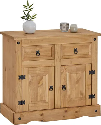 Produktbild von Kommode SALSA, Kommode Kiefer massiv gebeizt, mit 2 Schubladen und 2 Türen, Landhausstil, Landhaus, Buffetschrank