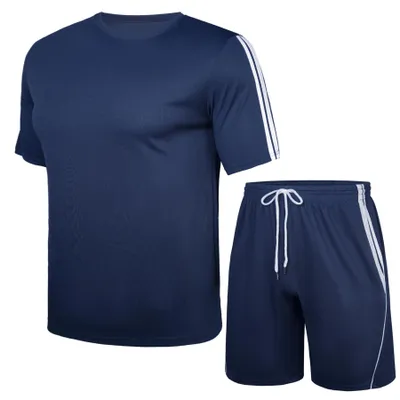 Immagine prodotto di Tuta da allenamento da uomo - Leggera - Maniche corte - Asciugatura rapida - Fori di ventilazione - Tasche pratiche - Abbigliamento sportivo