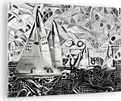 Produktbild von Bilder auf glas - Abstraktion modern - 70x50cm - Glasbilder - Wandbilder - Kunstdruck - zum Aufhängen bereit - Wanddekoration aus Glas - Glas Bilder - Wandbild auf Glas - Einteilig - GAA70x50-3479