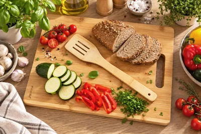 Produktbild von Bambus-Küchenbrett Zum Schneiden Von Brot Und Zum Servieren Von Käse Und Wurstwaren – Kamille