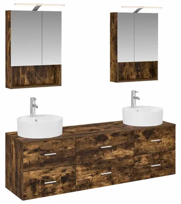 Imagen del producto de vidaXL Juego de muebles de baño, 5 piezas, roble ahumado