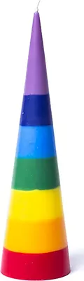Produktbild von Kegel-Kerze - Regenbogen - ohne Duft - Höhe ca. 21 cm