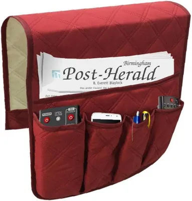 Produktbild von Armlehnen-Organizer mit 5 Taschen, kompatibel mit Sessel/Tablet/Telefon/Büchern/Fernbedienung
