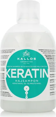 Productafbeelding van Kallos Keratine Shampoo, 1000 ml, Shampoo, Voor thuisgebruik, Vrouwen, Beschadigd haar, Droog haar, Voedend, Beschermend, Glanzend, Verzachtend, Versterkend