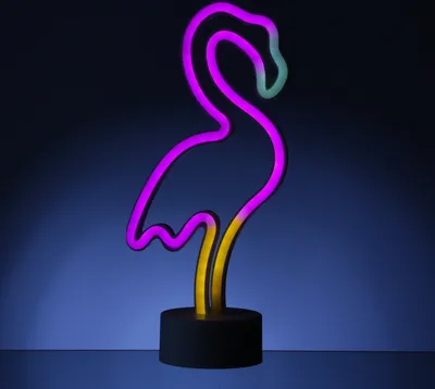 LED NEON Figur FLAMINGO - Dekoleuchte - H- 30cm - Batterie oder USB Betrieb - stehend - pink-gelb