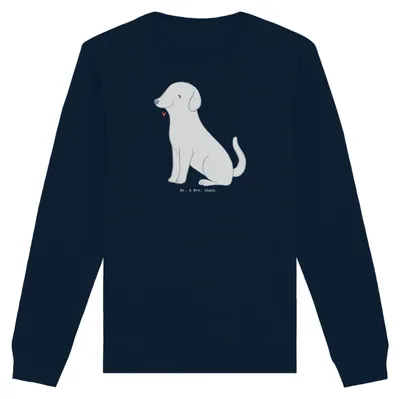 Produktbild von Mr. & Mrs. Panda Organic Sweatshirt Labrador Moment Größe XL - French Navy - Geschenk, Sweater, Pullover, Pulli, Rundhals, Baumwoll