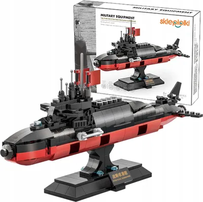 Produktbild von Lolex | Bausteine U-Boot - Militär Bausatz - Modellbau Schiff - 389 Teile Steine - Schwarz Rot Design