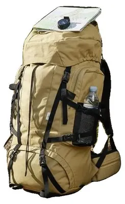 Imagen del producto de Mochila de senderismo, capacidad de 60 litros, fabricada en resistente tejido Oxford, color verde militar