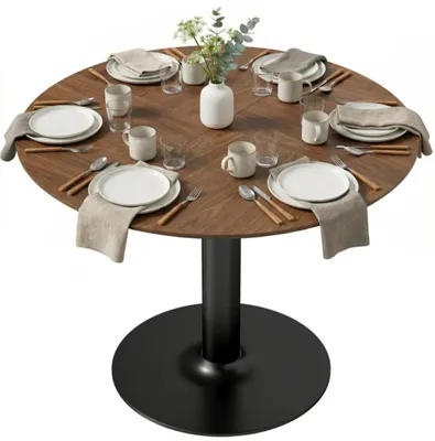 Produktbild von Runder Esstisch,Moderner Küchentisch mit Sockel für Wohnzimmer Esszimmertisch 110 cm