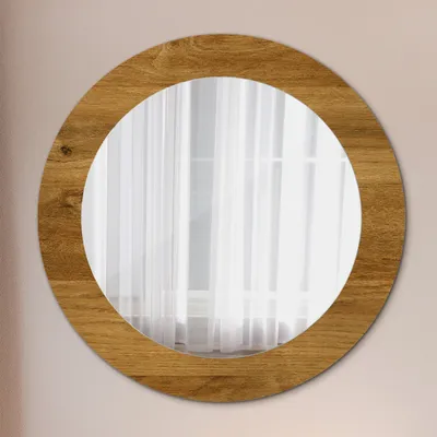 Produktbild von Ø60cm Spiegel - Glasrahmen mit Aufdruck - Wandspiegel Schlafzimmer - Abstrakt