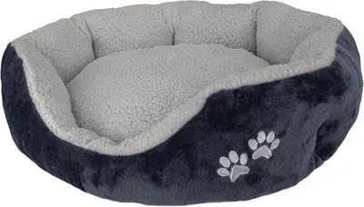 Produktbild von Domarex Weiches Hundebett/Katzenbett Snozzy XL – Flauschige und warme Schlafstätte, rutschfest für Hunde und Katzen - 70x64 cm - Grau/Graf