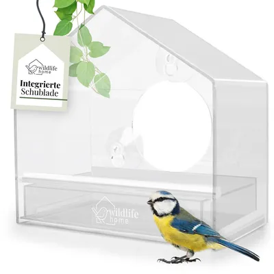 Vogelhaus für Wildvögel, transparent, mit Saugnäpfen