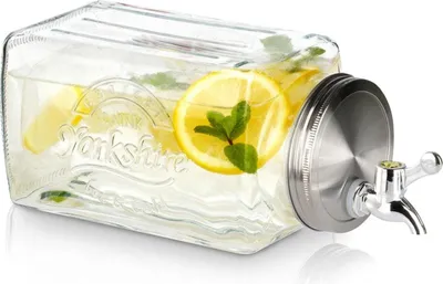Produktbild von Vilde | Getränkespender mit Zapfhahn - 3,3 Liter - Aus Glas - Deckel aus Edelstahl - Bequemes Befüllen