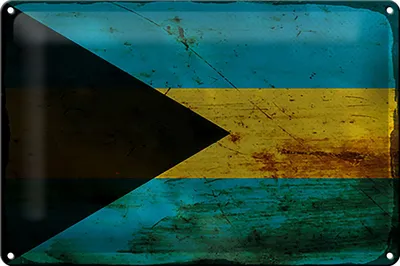 Produktbild von Blechschild Flagge Bahamas 30x20cm Flag of Bahamas Rost