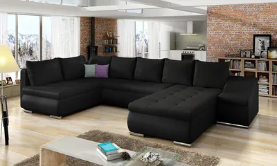 Produktbild von NABBI Ecksofa U mit Zerlegung ein Lagerraum Grosseto L - schwarz (Soft 11)