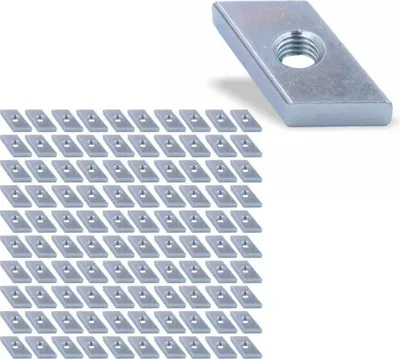 Produktbild von 100x Nutenstein | Gewindeplatte Rhombus 23x15x6 mm M8 Gewinde Winkel 30° | Stahl verzinkt