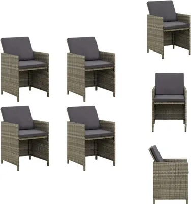Produktbild von vidaXL Gartenstühle mit Kissen 4 Stk. Poly Rattan Grau -  Gartenstühle