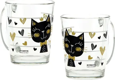 Produktbild von Glastasse Golden Cat 2er-Set 310 ml