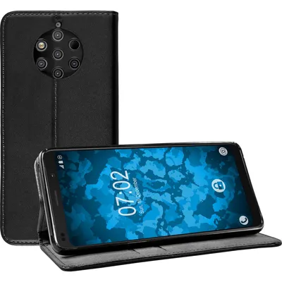 Produktbild von PhoneNatic Kunst-Lederhülle kompatibel mit Nokia 9 PureView - Book-Case schwarz Cover