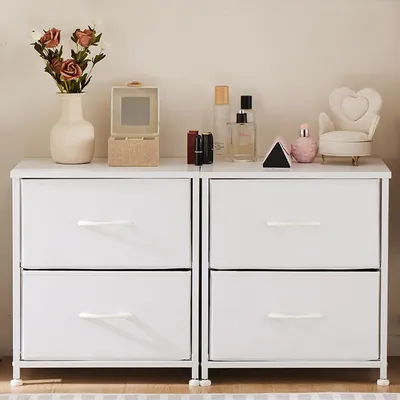 Produktbild von Sweetcrispy 2er Set Nachttische, Nachtschrank Kommode mit 2 Schubladen, Beistelltisch, Sofatisch