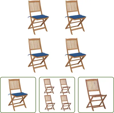Produktbild von The Living Store Klappbare Gartenstühle 4 Stk. mit Kissen Massivholz Akazie