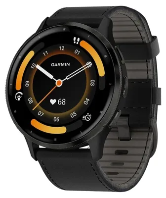 Produktbild von Garmin - 010-02784-52 - Smartwatch - Venu® 3 - Schwarz/Schiefergrau mit Schnellwechsel-Leder-Armband