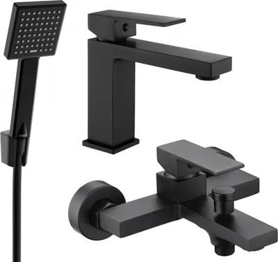 Produktbild von Mexen Uno R45 Badewannenset, Schwarz - 71403R45-70