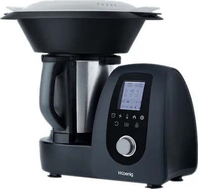 Produktbild von H.Koenig Küchenmaschine Profi Thermo, 30+ Kochfunktionen (Braten, Kochen, Dampfgaren), Edelstahl, Schwarz, B47xH45xT32cm, 2L, 7kg, 2 Dampfgar-Ebenen, LCD-Display, 4 gleichzeitige Zubereitungen