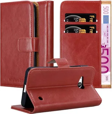 Produktbild von Cadorabo Hülle für Nokia Lumia 550 Schutzhülle in Rot Handyhülle Book Tasche Case Etui Luxury