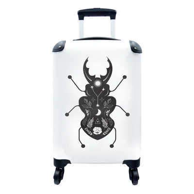 Produktbild von MuchoWow® Koffer Handgepäck Trolley Rollkoffer Kleine Reisekoffer mit 4 Rollen - Moderne Kunst mit einem Insekt auf weißem Hintergrund - Cabin Size < 55x40x23 cm & 55x40x20 cm - Fotokoffer - Kabinenkoffer - Boardgepäck - Reise-Box - Reisekoffer - Reisegepäck - Koffer mit Bild - Trolley für Kinder
