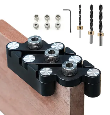 3-in-1 Bohrschablone 6/8/10 mm, selbstzentrierend, für Holzbearbeitung