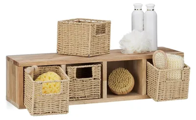 Immagine prodotto di Scaffale a parete - Legno di noce - 4 scomparti - 61,5 x 16 x 18 cm