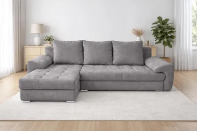 Produktbild von AX LIVING Manisa Wohnzimmer Couch L Form Schlafsofa Grau L