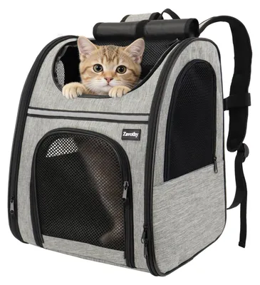 Haustierrucksack bis 8 kg, zusammenklappbar, atmungsaktiv, grau