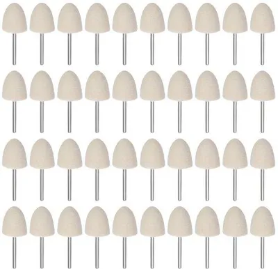Productafbeelding van Set van 40 wolvilt-freespunten, met een kop van 18 mm, een schacht van 1/8 inch, conische polijstkopjes, freesjes en vilt.
