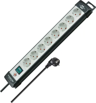 Productafbeelding van Brennenstuhl - Verlengsnoer met 8 stopcontacten, zwart/lichtgrijs, 3 meter, kabeltype H05VV-F 3G1,5, artikelnummer 1951580100