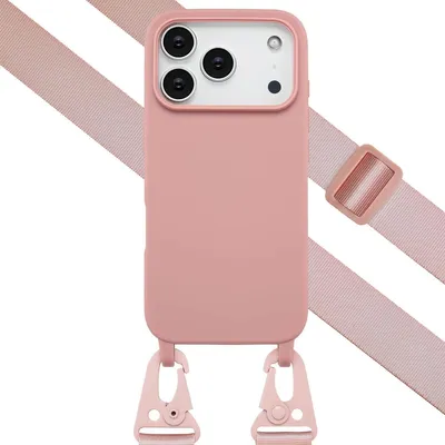 Lafunda Cover con cordino per iPhone 12 Pro Max - Rosa| Custodia removibile con cordoncino a tracolla, protettiva Case in silicone con motivo a cuore per iPhone 12 Pro Max